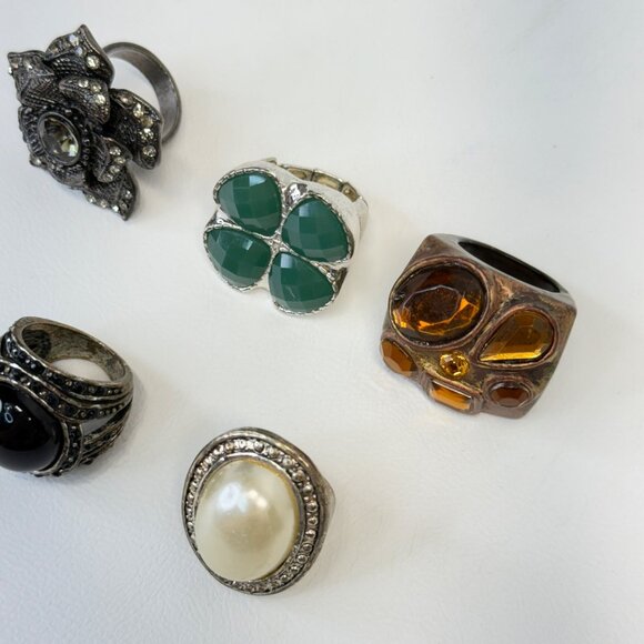 Statement Ring Lot of 5 Clover Flower Various‎ Sizes Stretch - Picture 8 of 12